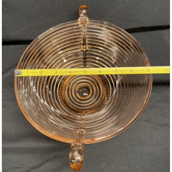 Anchor Hocking 1930s Pink Manhattan Depression glass pedestal bowl with handles - Picture 12 of 14
